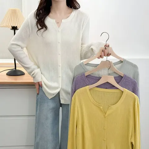 Женский вязаный кардиган вискоза нейлон полиэстер однотонный