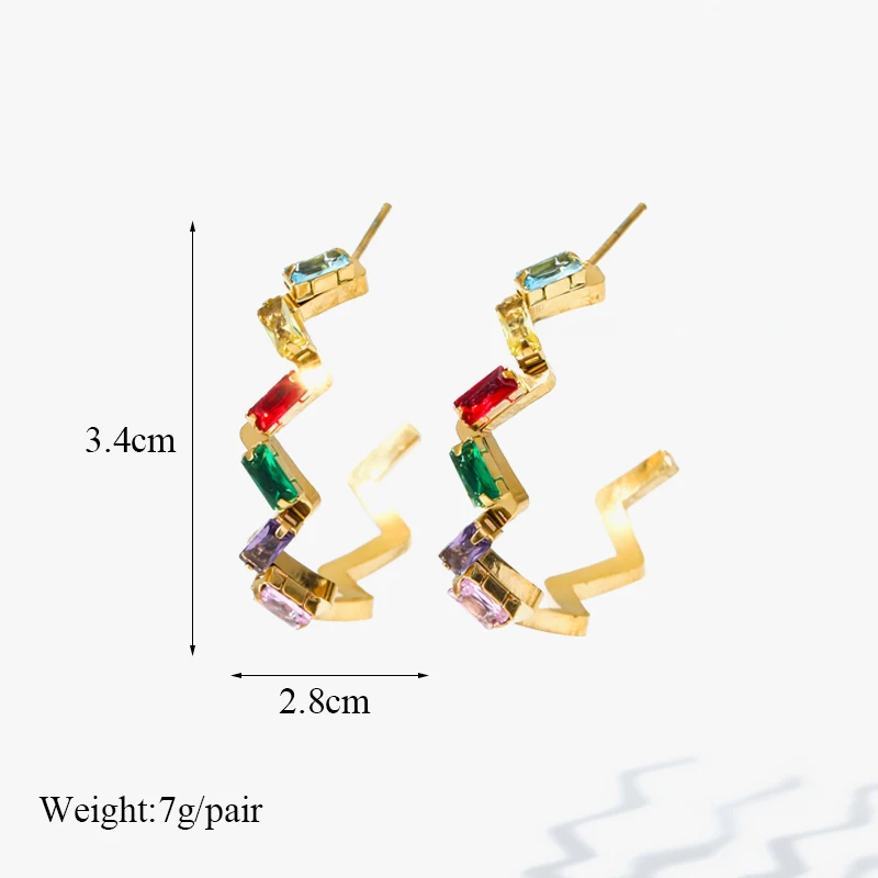 EILIECK 316L Нержавеющая Сталь C-образные красочные хрустальные серьги для женщин