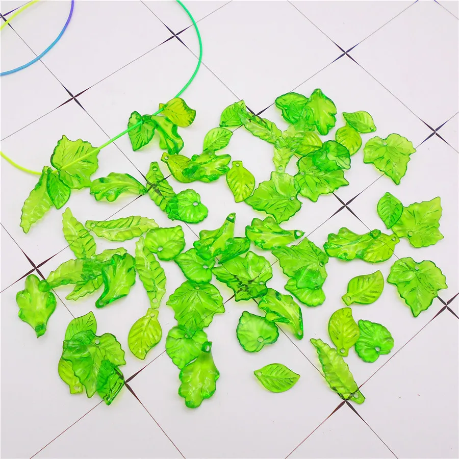 

120PCS Acrylic Translucent Leaf Shape Charms Deep Green Leaves Pendant For Earrings Necklace Bracelet Handmade Jewelry Accessory
