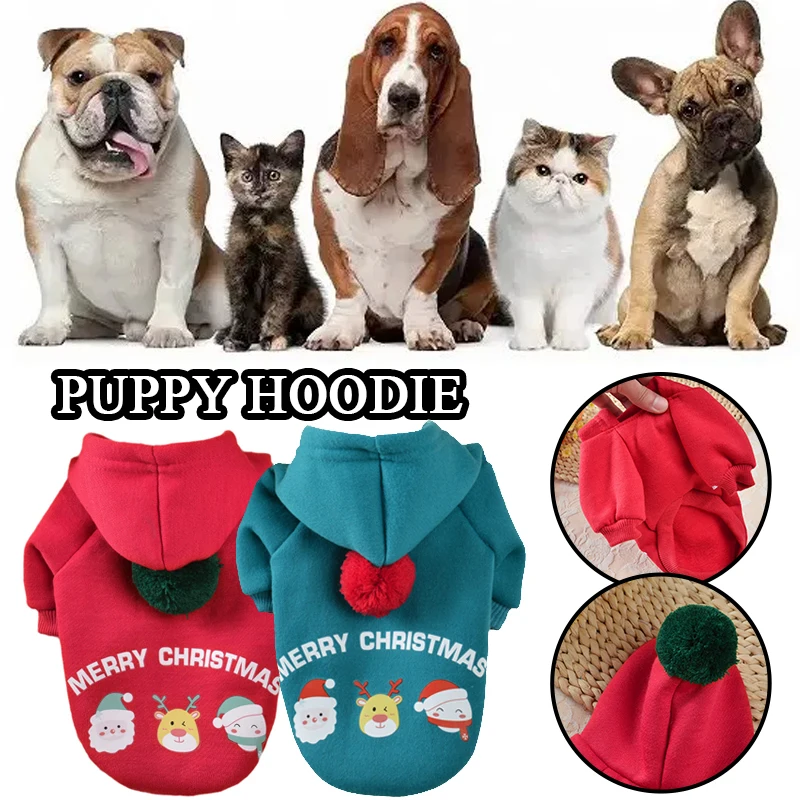 

Одежда для домашних животных в рождественском стиле с мультяшным рисунком Милая флисовая толстовка для собаки зимняя теплая одежда для соб...