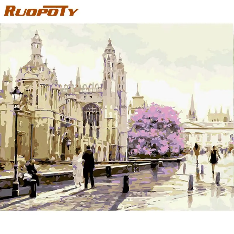 

RUOPOTY 40x50cm Painting By Numbers Paint Kit Street Scenery Drawing By Numbers For Adults Pictures By Numbers Figures On Canvas