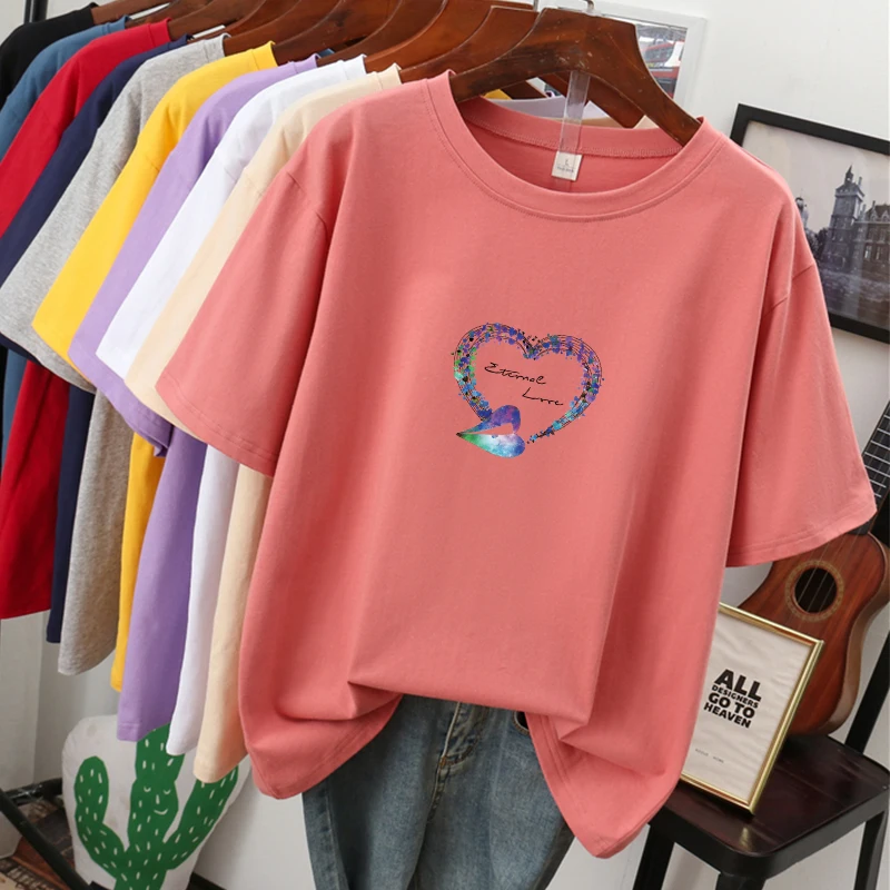 

Oversized T-shirt Fat younger sister big yards new cotton show thin covering belly cut loose age small chic short sleeve blouse
