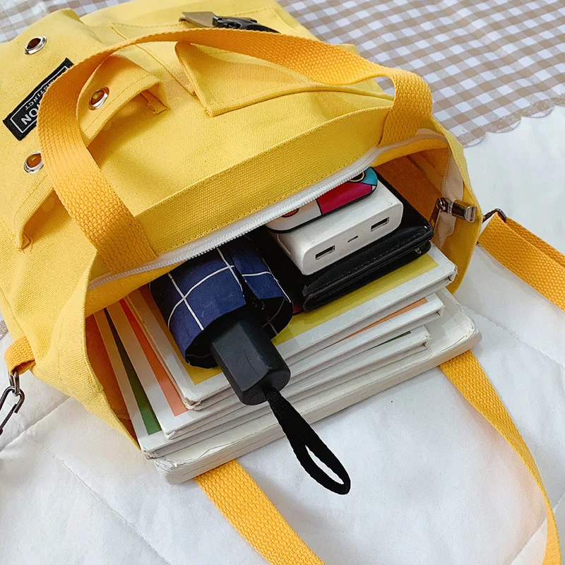 Fashion Trend Women's Bag 2022 New Canvas Shoulder Bag Cute Cow Sheep Bear Student Bag Literary Zipper Luxury Handbags Tote Bag