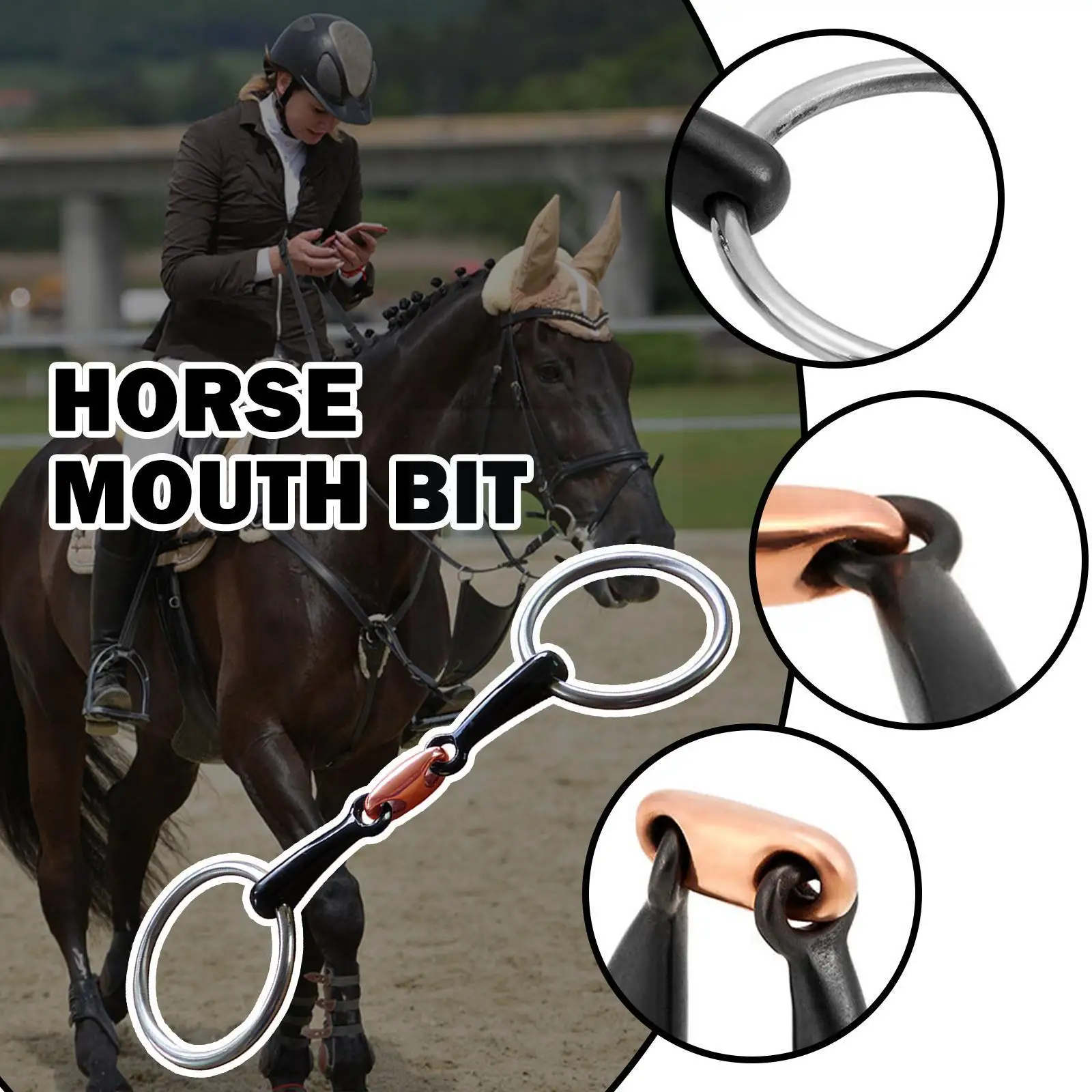

Steel Horse Mouth Portable Outdoor Training Loose Ring Equipment Snaffle Equestrian Copper Bit Professional Durable Z4U7