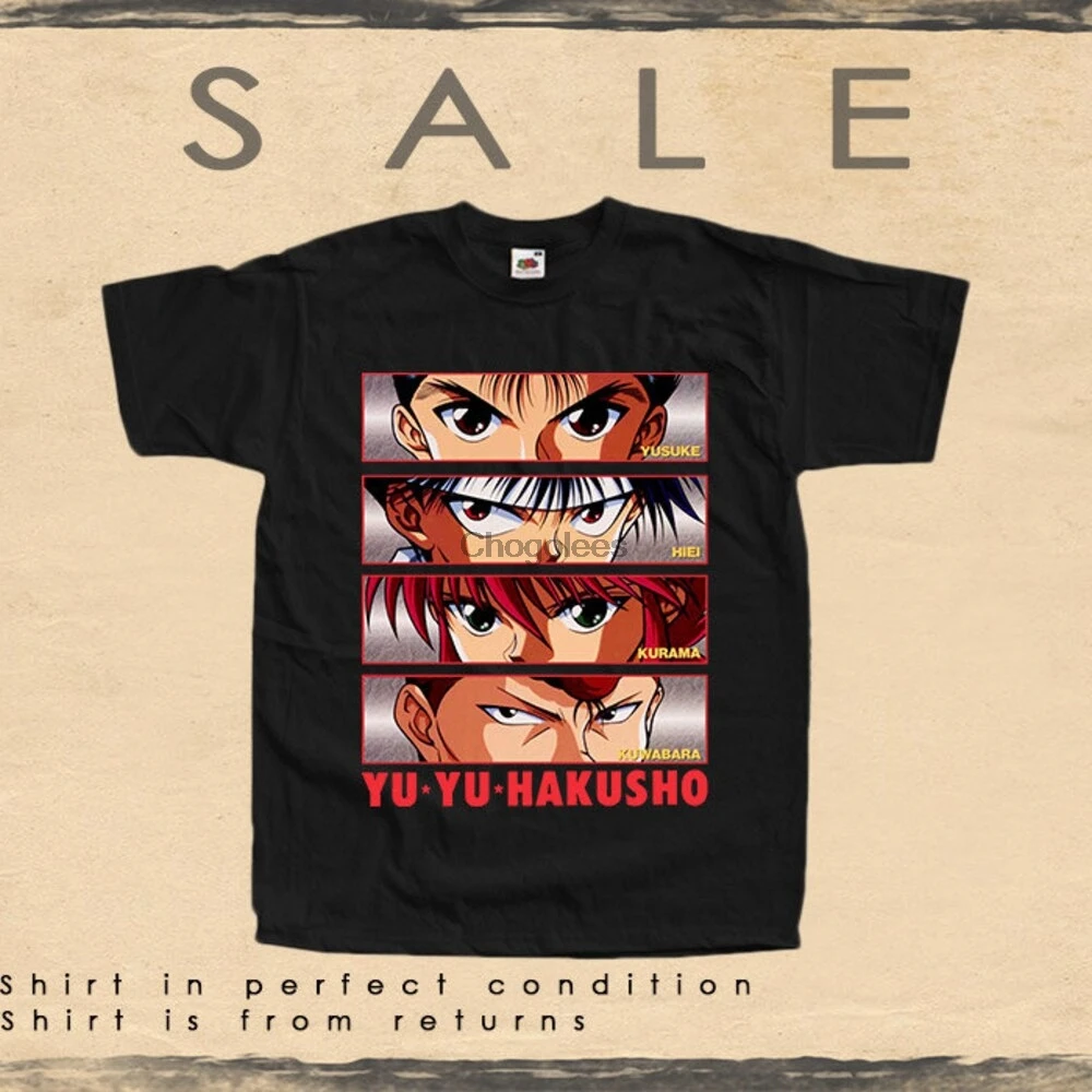 Распродажа Винтажная Футболка Yu YU Hakusho Мужская футболка унисекс черного цвета