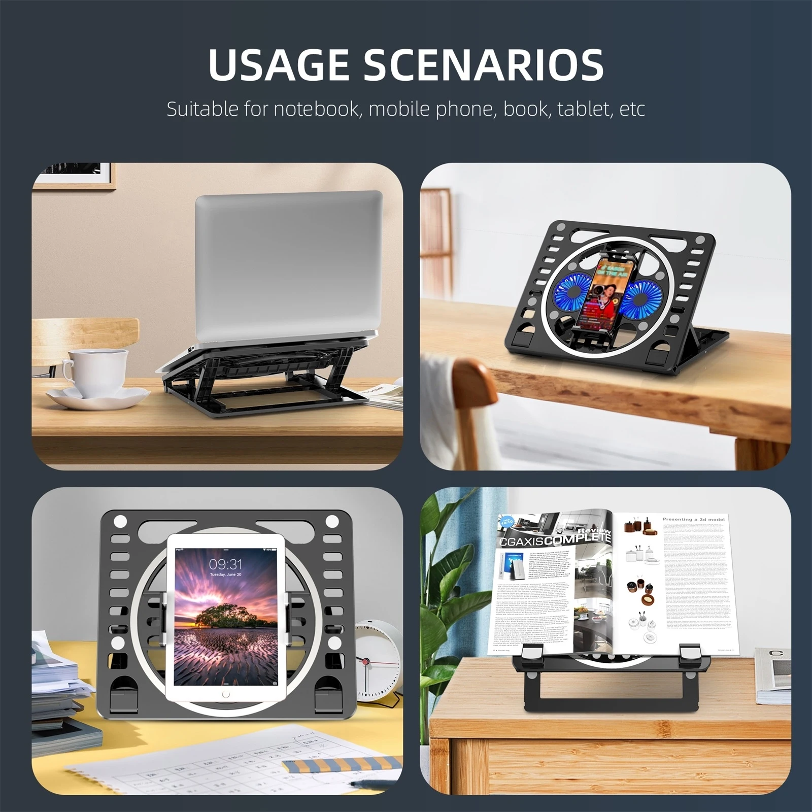 Охлаждающая подставка HAWEEL для ноутбука регулируемая настольная игрового с RGB