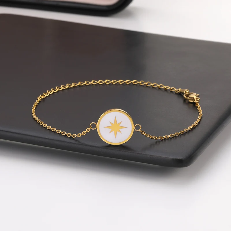 Модный геометрический браслет из нержавеющей стали со звездным узором модные