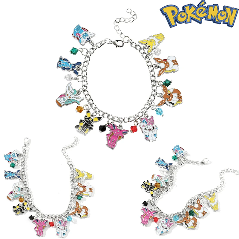 Pokemon Eevee Model Bracelet Exquisite Charm Anime Figure Jolteon Toy Jewelry Accessories Cartoon Character Pendant Gift