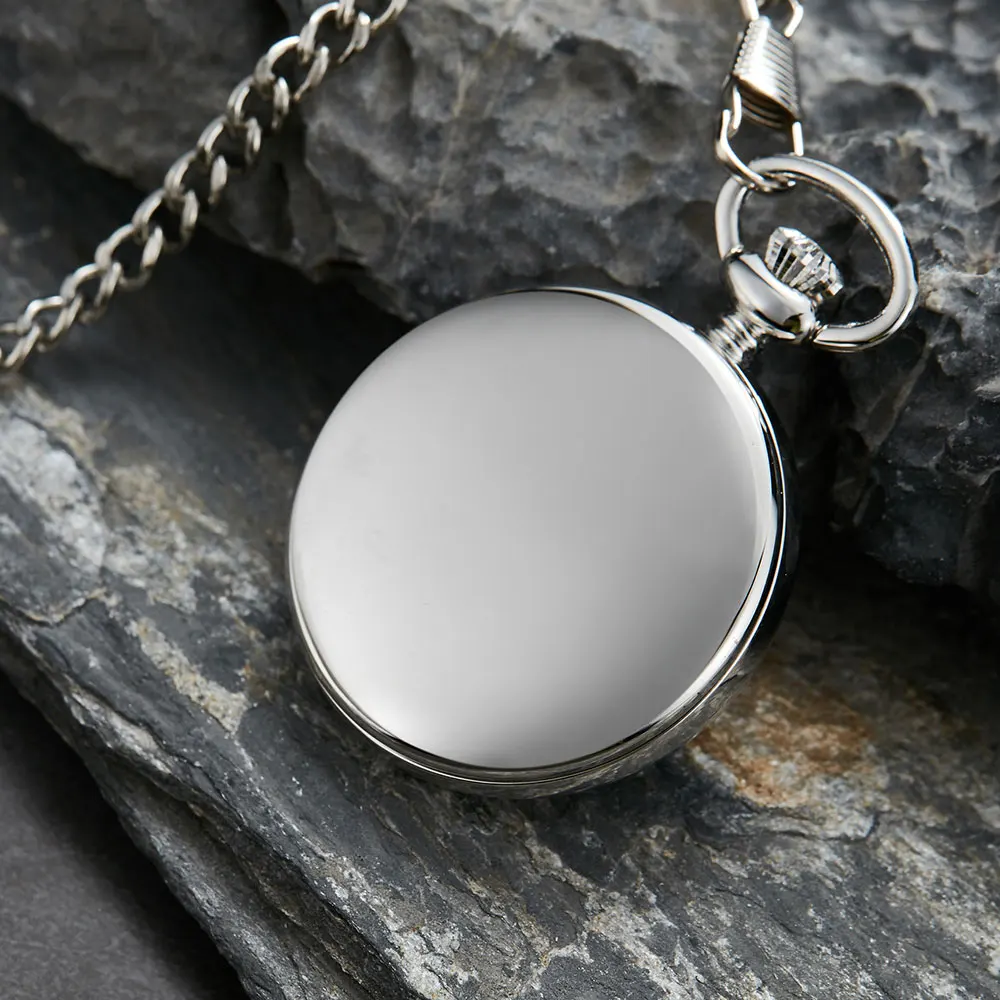 Vintage Silver Watch Necklace Steampunk Skeleton Mechanical Pocket Watch Clock Hand-winding Men Women Chain Gift Relgio de bolso