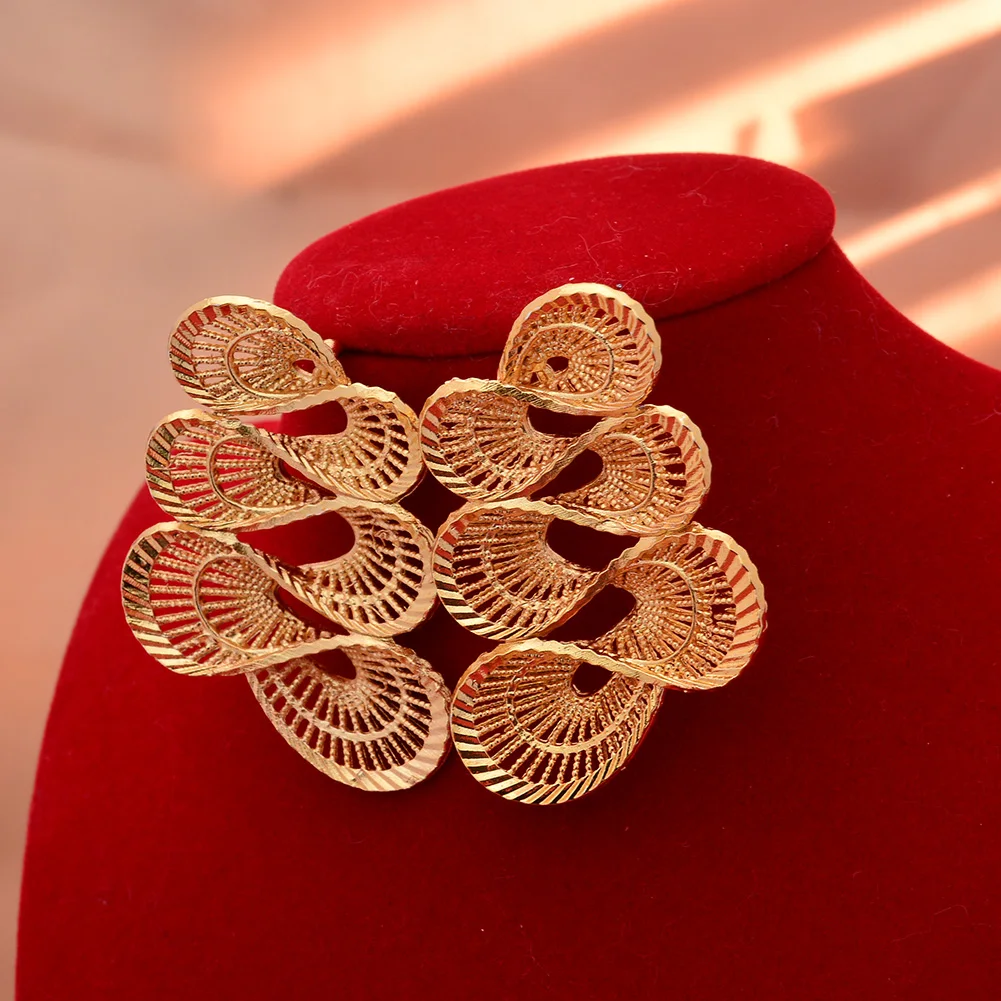 Серьги золотого цвета для женщин и девушек серьги в форме цветка свадебные