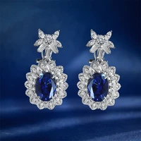 sherich 6 5ct high carbon full diamond large bright sapphire drop earrings 925 sterling silver vintage precious women jewelry