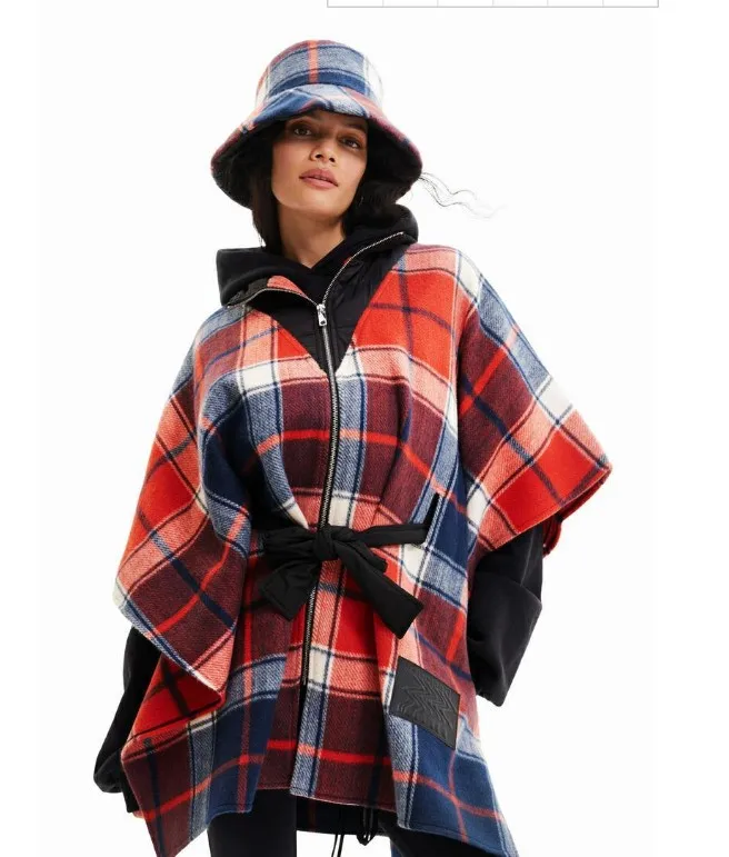 

Spanish autumn new women's accessories literary style print zipper strap shawl coat