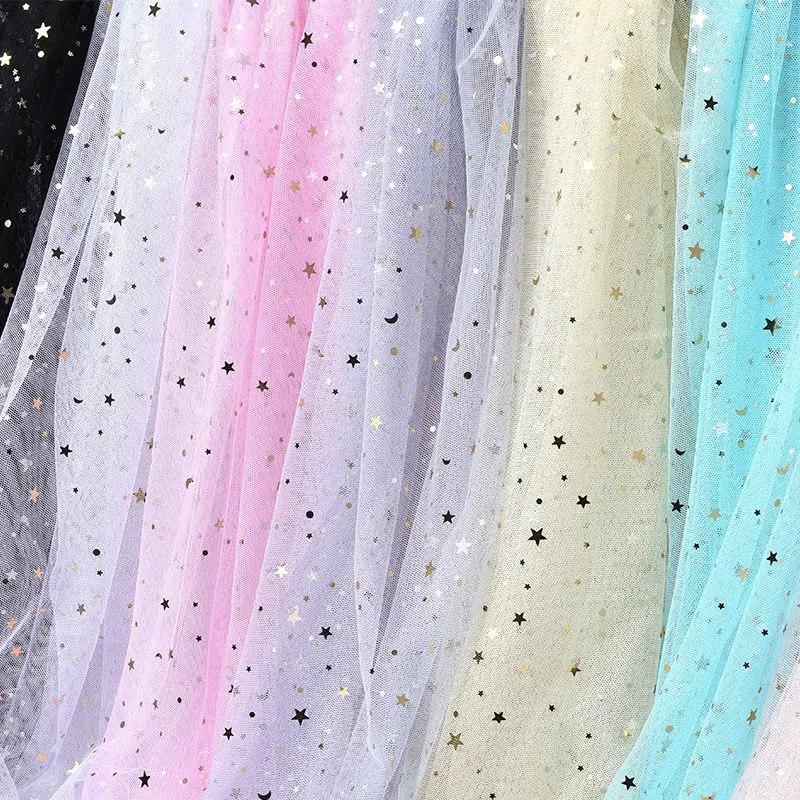 

100*150cm Star Sequined Tulle Fabric Girl Room Decoration Mesh Fabric Handmade DIY Sewing Patchwork Materials