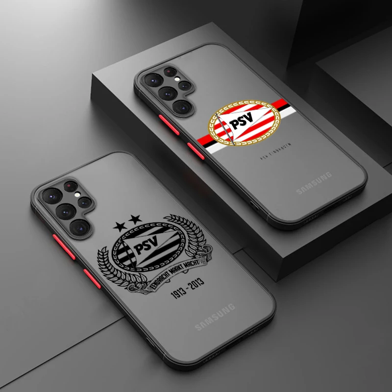 E-Eindhoins PSV Logo Samsung A73 A72 A54 A53 A52S A34 A32 A33 A24 A23 A22S A02 Lite Матовый полупрозрачный чехол для