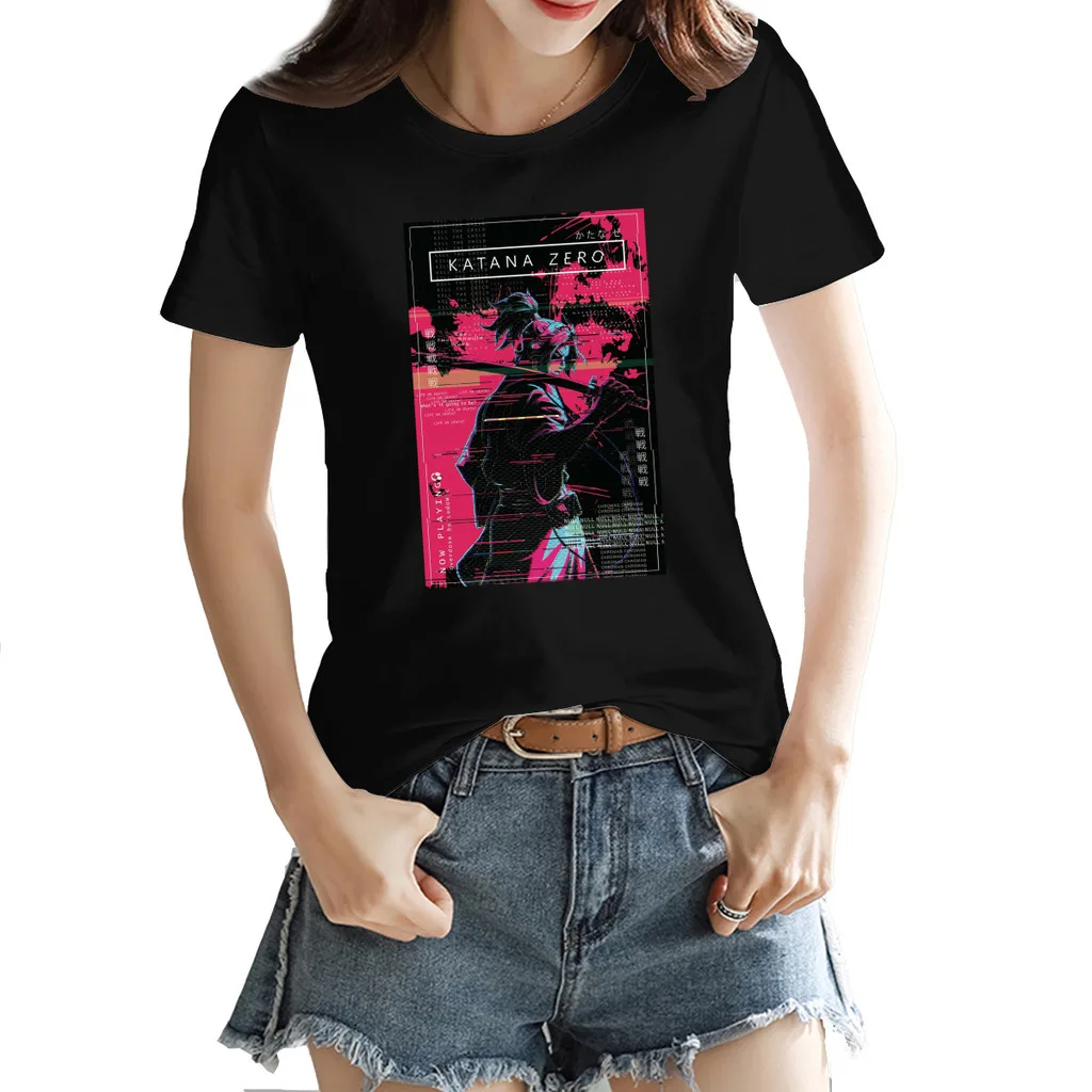 

Katana Zero Option 2 Poster Women's T-shirt premium Black Graphic Tops Tees European Size