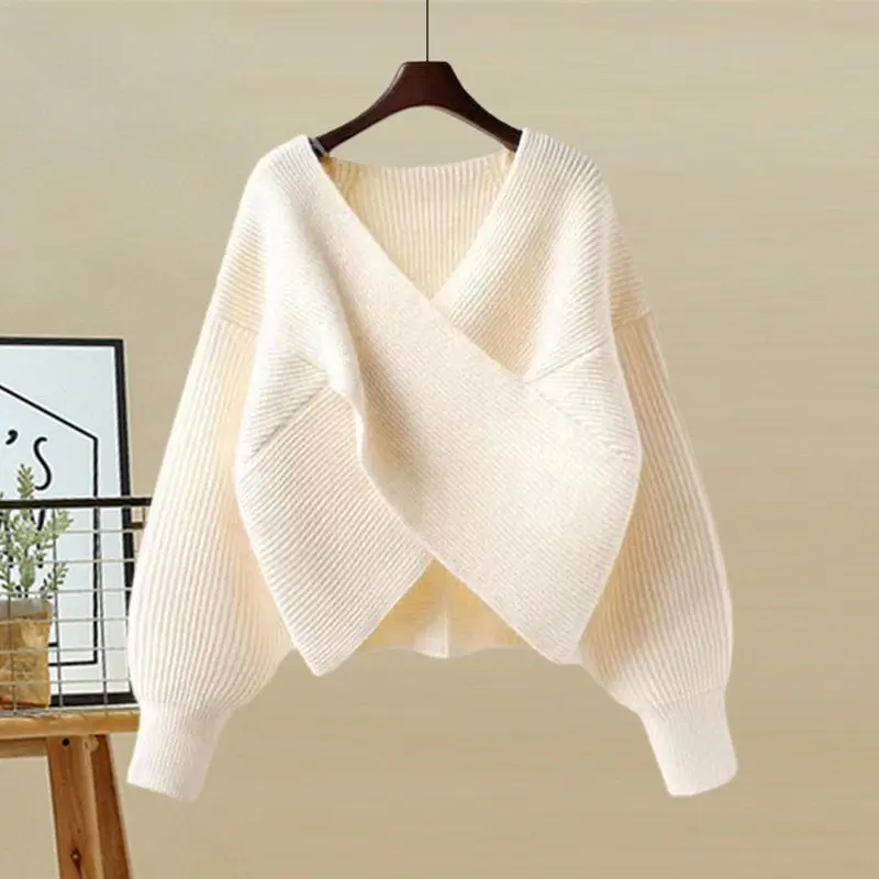 Spring and Autumn Fashion Women's Set 2023 New V-Neck Slim Knitted Sweater Sweater Strap Dress Two Piece Set