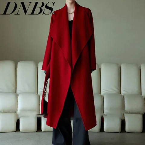SHENGYAO Красное шерстяное пальто для женщин