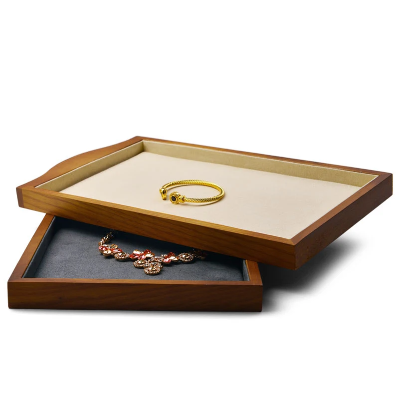 Oirlv Solid Wooden Necklace&Pendant display Stand with Microfiber for Jewellry Ring Earrings Bangle Organizer Jewelry Tray