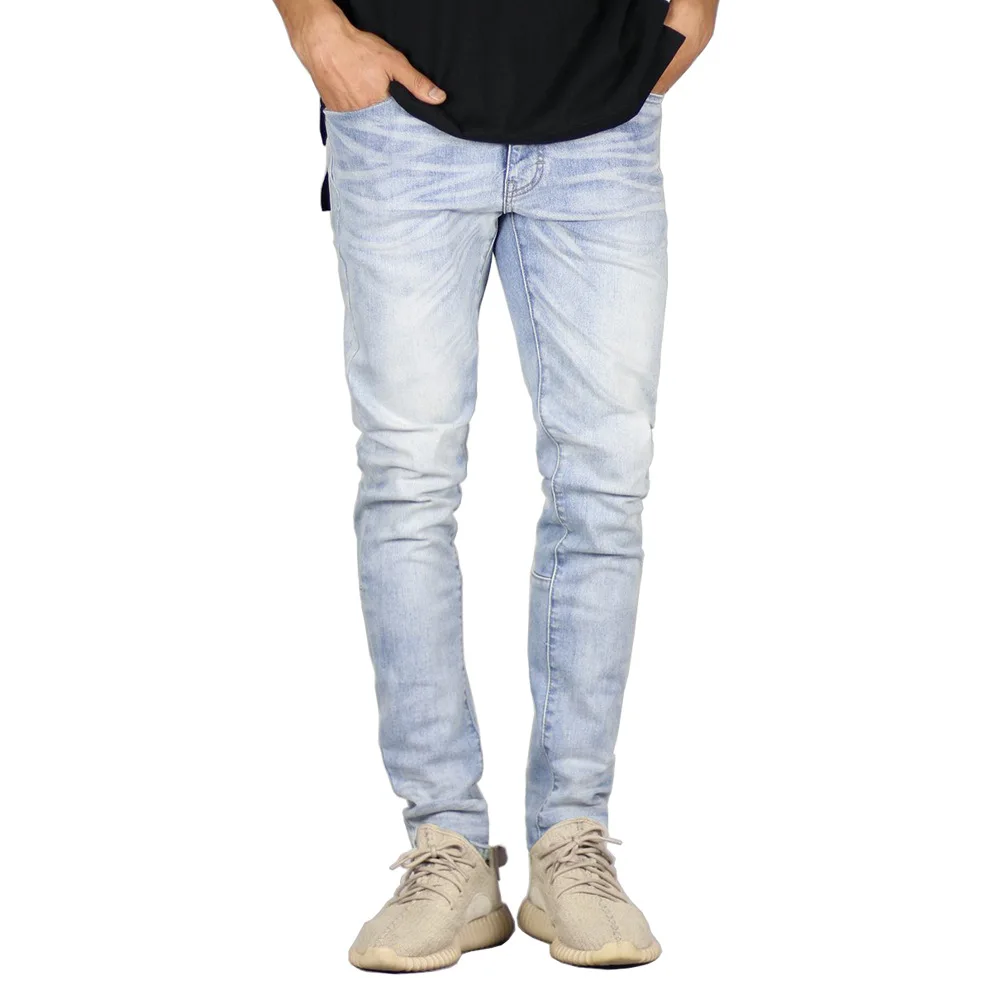 

Fashion Trend Stretch Slim Small Feet Dark Blue Men's Jeans