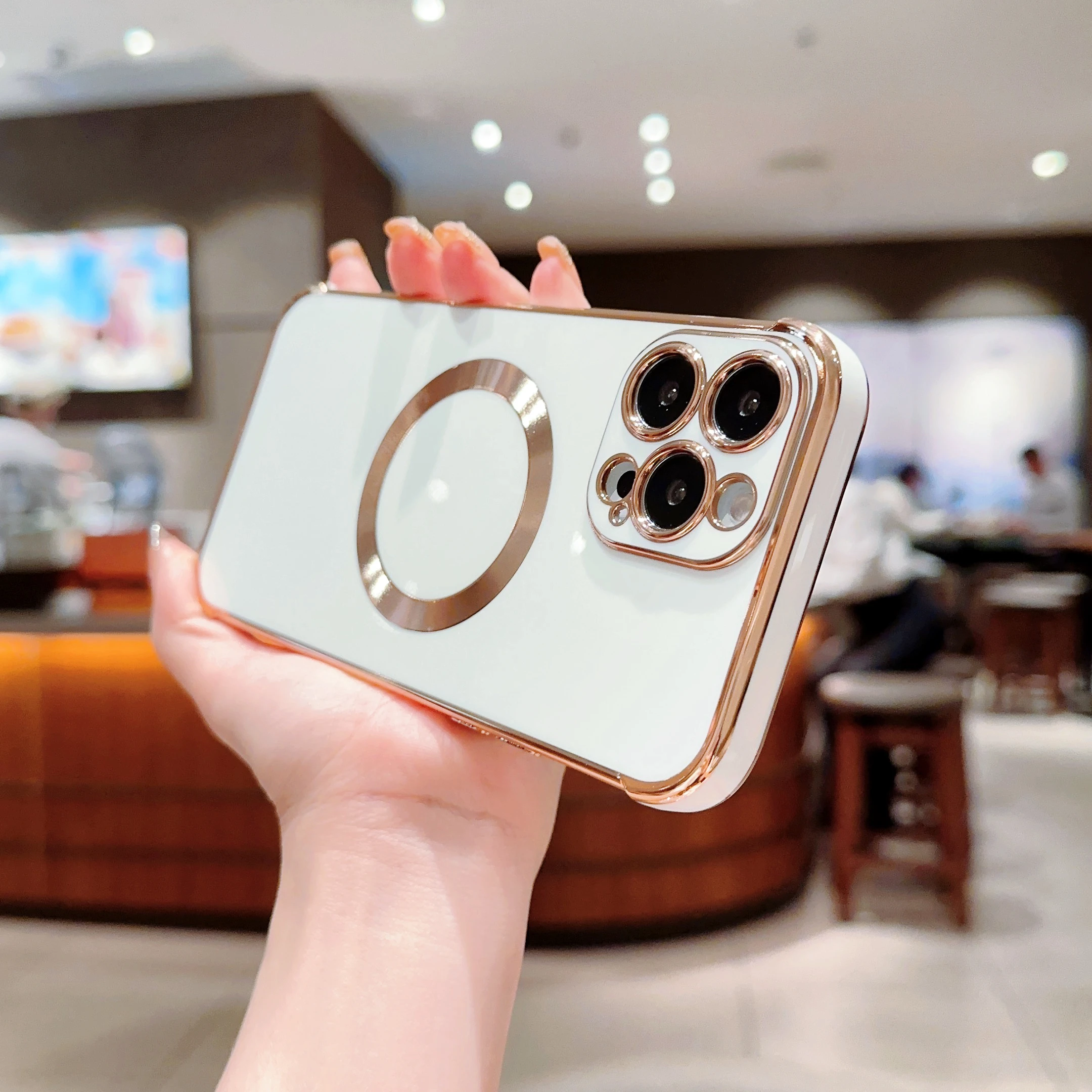 Гальванизированный чехол для телефона Magsafe для iPhone 11 12 13 14 Pro Max Plus, защитный ударопрочный чехол с магнитным покрытием для камеры