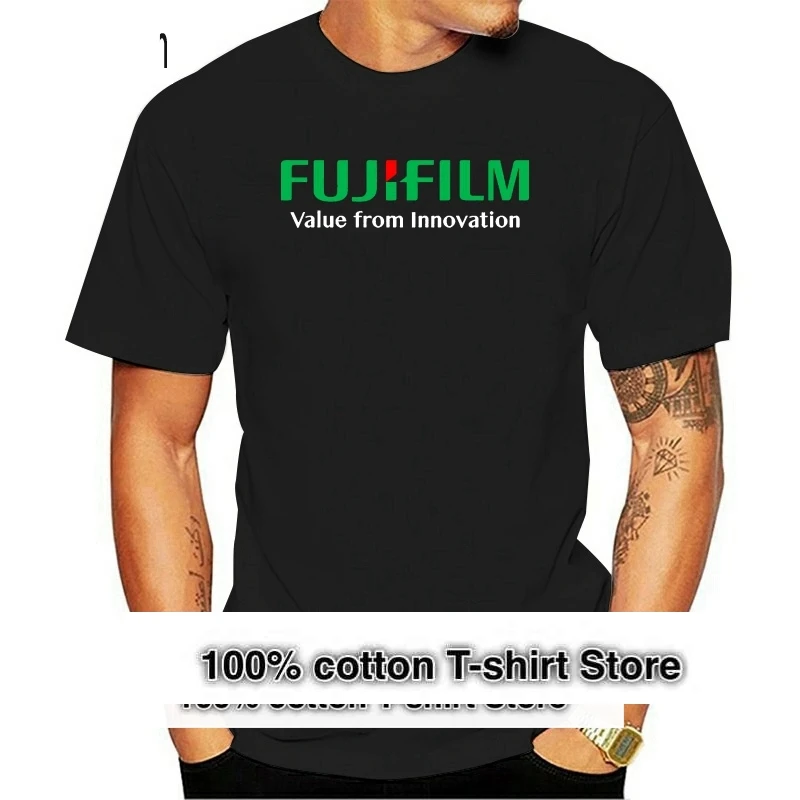 Новая фотография Fujifilm и визуализация логотип компании футболка