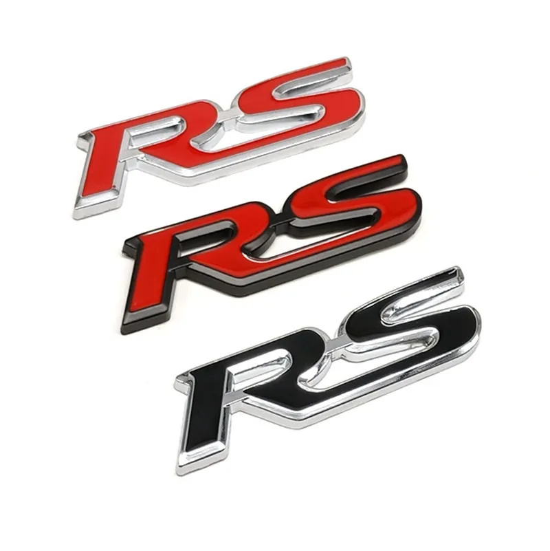 

1 Pcs 3D Metal RS Logo car emblem Rear Trunk Sticker Sport version modification Car Styling 9.3X2.3CM
