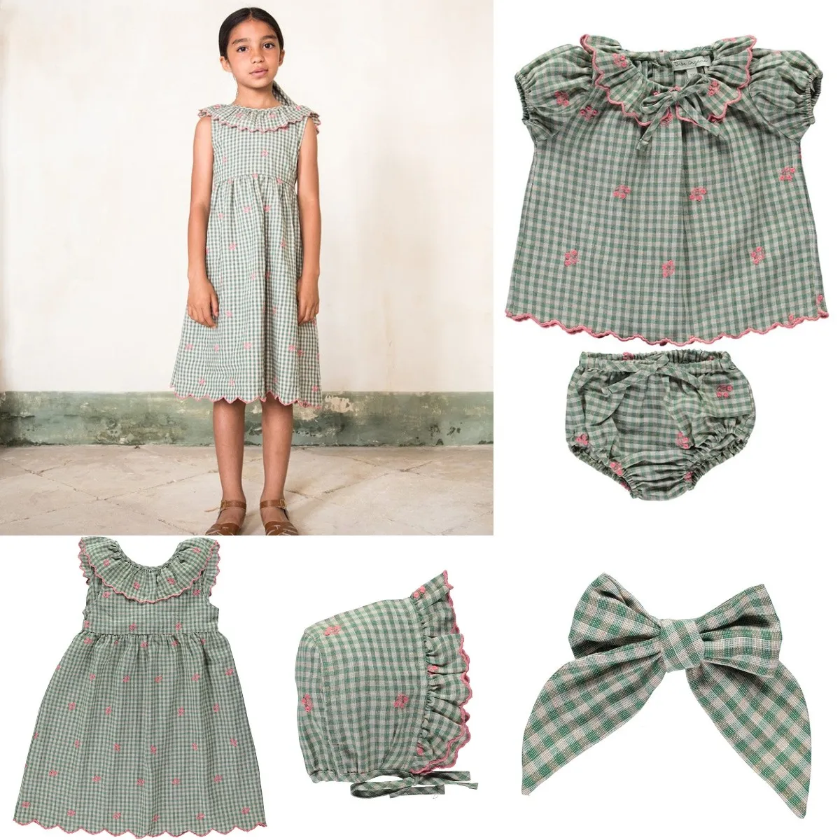 

2022 summer new bebe same style cotton and linen plaid sleeveless dress suit