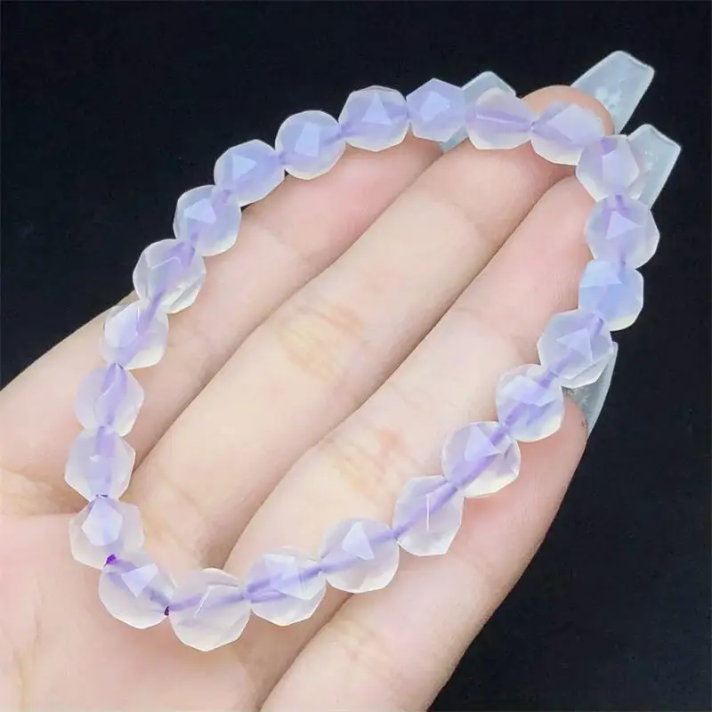 8MM Natural Faceted Albite Jadeite Bracelet Healing Fengshui Stone For Women Men Jewelry Fashion Christmas Gift 1PCS