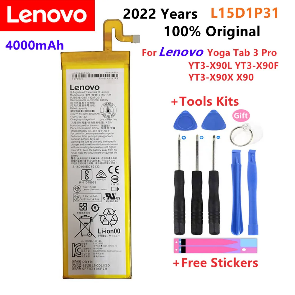 2022 года, 100% оригинальный смартфон Lenovo Yoga Tab 3 Pro, Женская Стандартная фотография, 100% оригинальный аккумулятор 4000 мАч L15D1P31