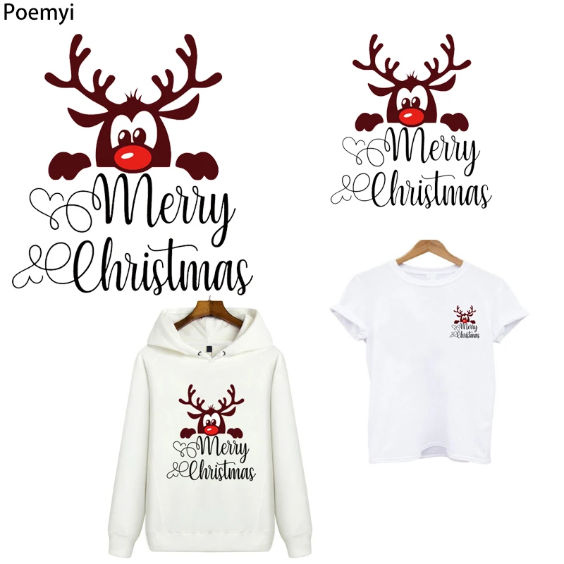 

Merry Christmas Elk Clothing Thermoadhesive Patches Cute Deer Stripes Thermo Stickers Applique on Clothes Iron on Transfers