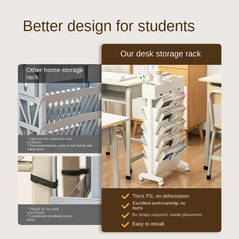 Подвижная книжная полка вместительный органайзер для книг с выдвижным ящиком