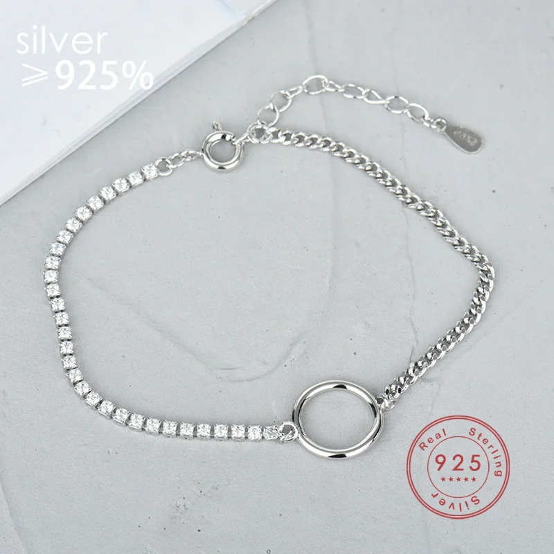 

Silver Color Delicate Small Ring Bracelet Woman Fashion Shiny Zircon Party Jewelry Accessories Valentine's Day Gift