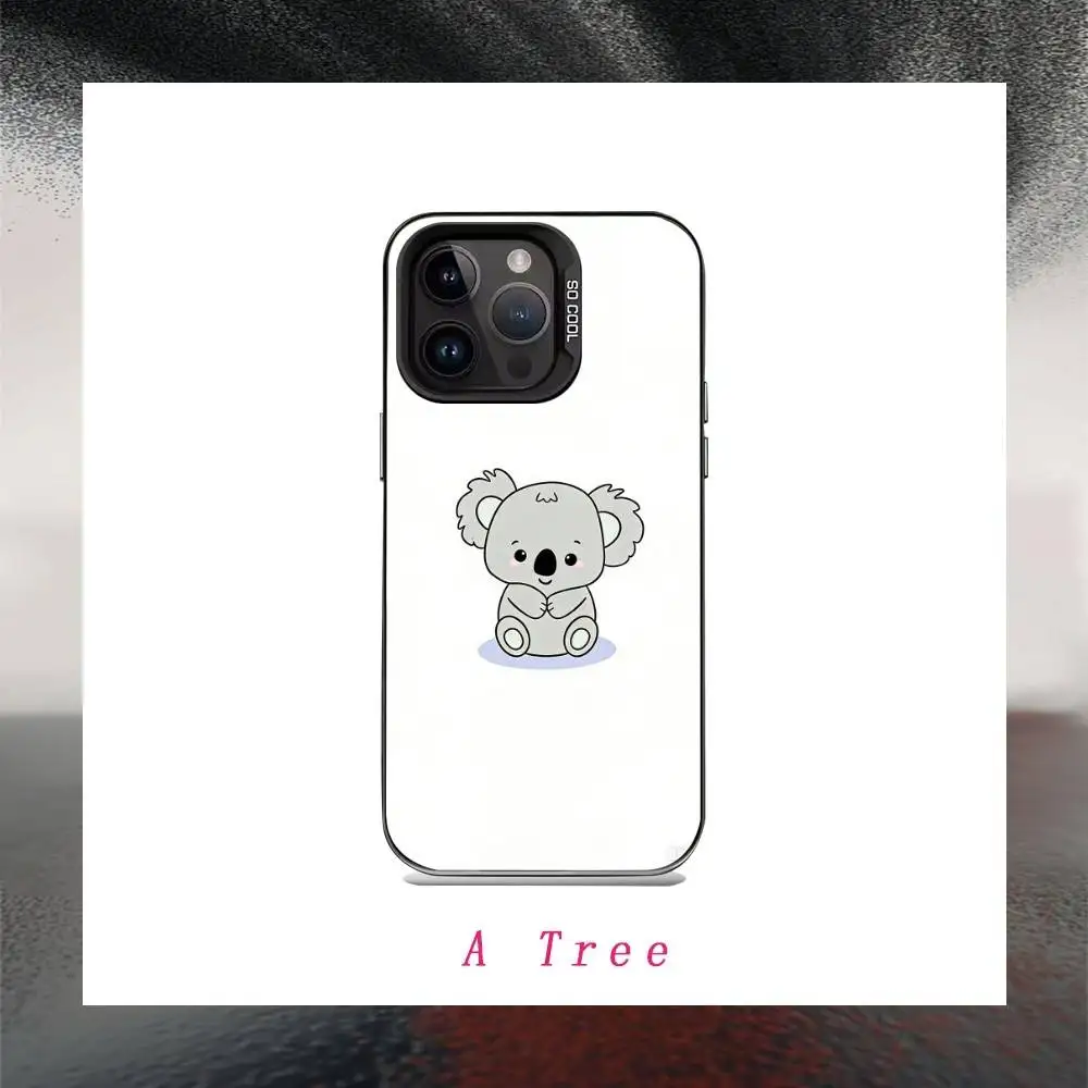 Фото Забавный милый чехол для телефона K-Koala с рисунком C-Cartoon для iPhone 16,15,14,13,12,17, Pro, MAX, черный матовый противоударный чехол №5