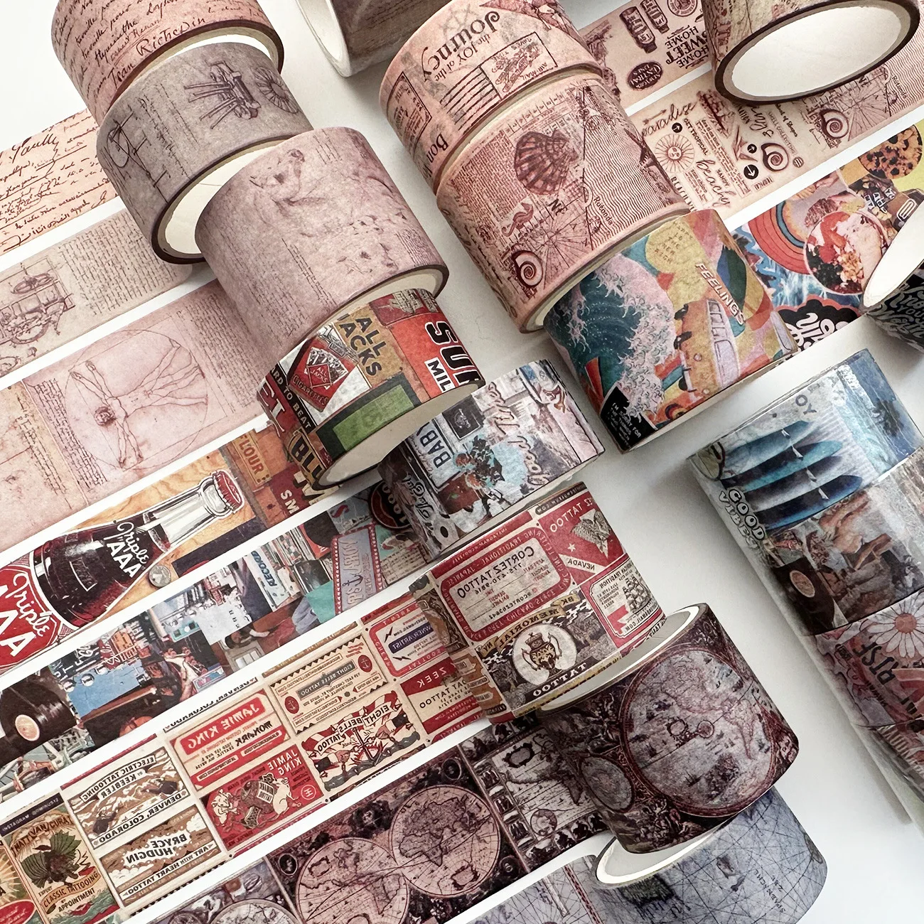 

4Roll/Set Vintage Washi Tape Decor Gift Packaging Aesthetic Journal Scrapbooking Retro Masking Tape