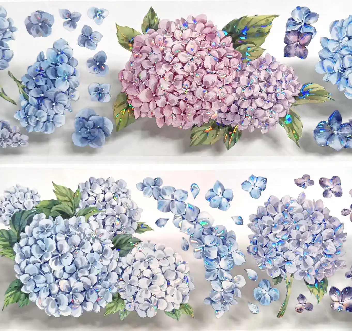 

1 Loop-100cm Hydrangea Floral Background Shiny Washi PET Tape for Card Making DIY Scrapbooking Plan Decorative Sticker