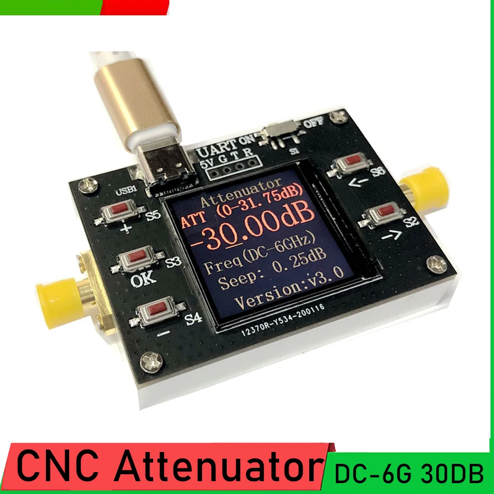 

DC-6GHZ 30DB программируемый цифровой аттенюатор, модуль аттенюатора шаг 0.25db, ЖК-дисплей для RF Ham радио усилитель