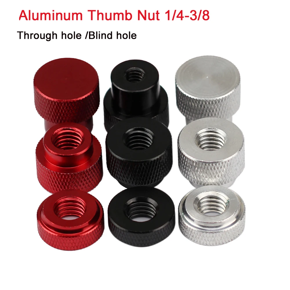 

1 шт. 1/4 дюйма 3/8 дюйма, накатанная гайка из алюминиевого сплава для ручного большого пальца, отверстие для штора, сквозное отверстие для блок...