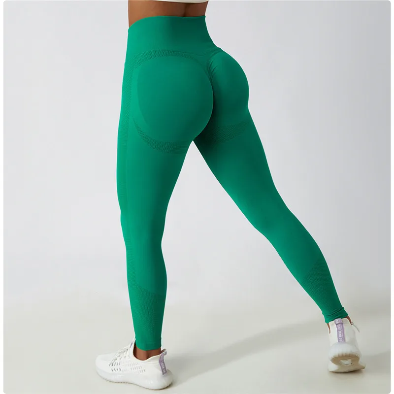 Solid Color Seamless Gym Women Tights Sports Pants Seamless High Waist Fitness Yoga Legging Jogging Comprehensive Training Wear
