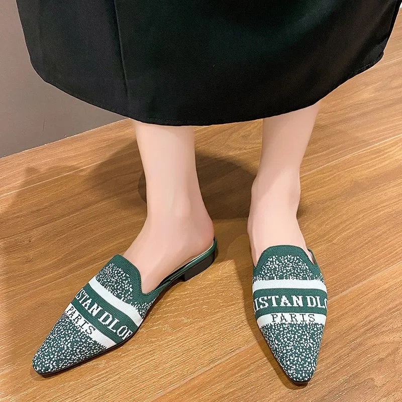 

Женские полутапочки Baotou, Новинка лета 2023, прочные туфли с острым носком на высоком каблуке, стильные шлепанцы на тонком каблуке