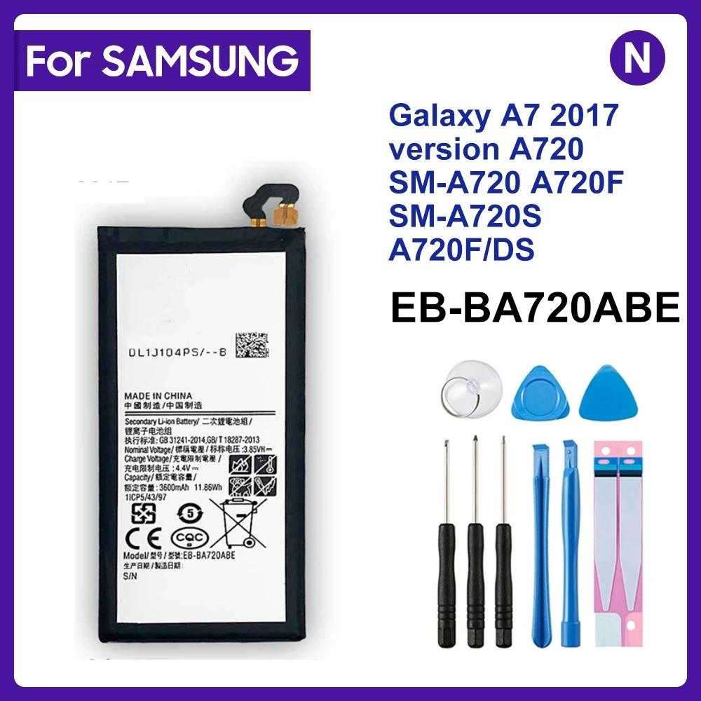 

SAMSUNG Orginal EB-BA720ABE 3600mAh Battery For Samsung Galaxy A7 2017 version A720 SM-A720 A720F SM-A720S A720F/DS