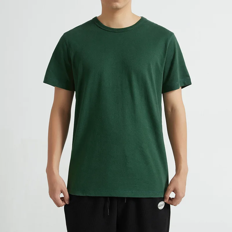 

2021 new cotton solid color round neck breathable sweat-absorbing t-shirt harajuku men clothing O-Neck Daily Casual Short