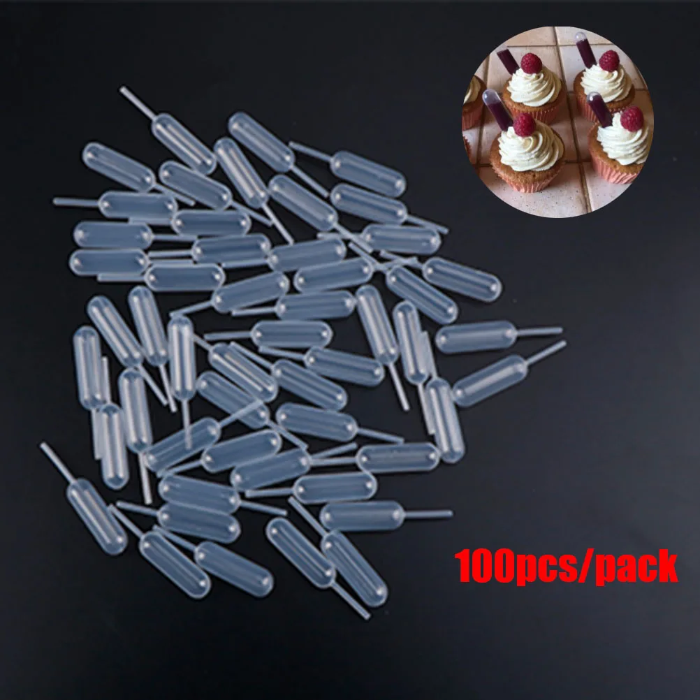 

100pcs 4ml Disposable Pipettes Plastic Squeeze Transfer Pipettes For Strawberry Cupcake Ice Cream Chocolate Lab Dropper