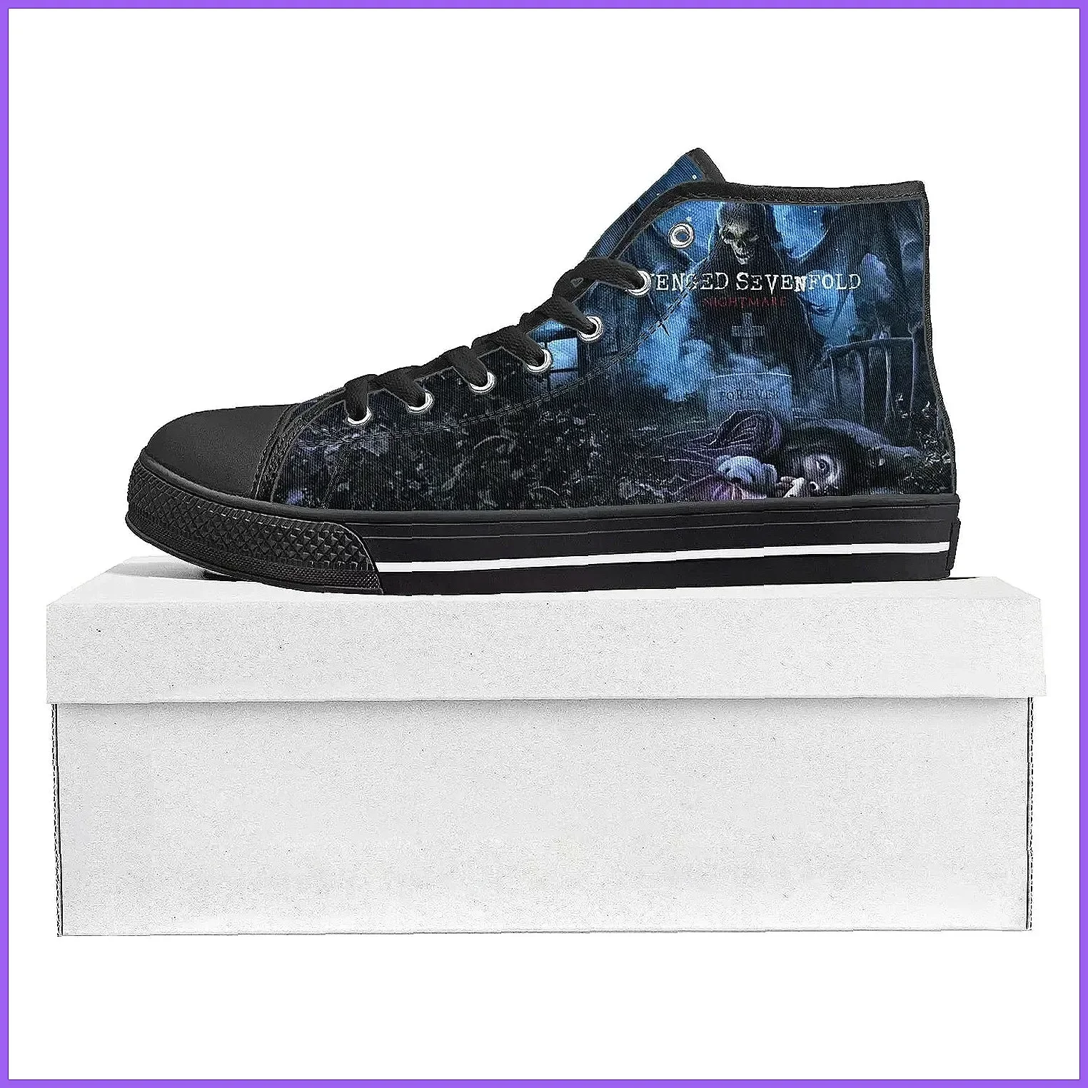 Фото Кеды Avenged Sevenfold A7X Custom High Top из канваса для мужчин и женщин, повседневная обувь унисекс для пар №5