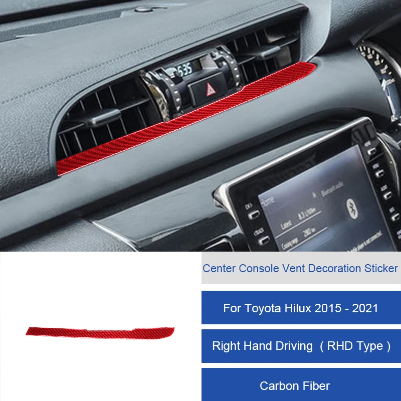 

Для Toyota Hilux 2015-2021 углеродное волокно, центральная консоль, вентиляционная наклейка, накладка, декоративные наклейки для автомобиля