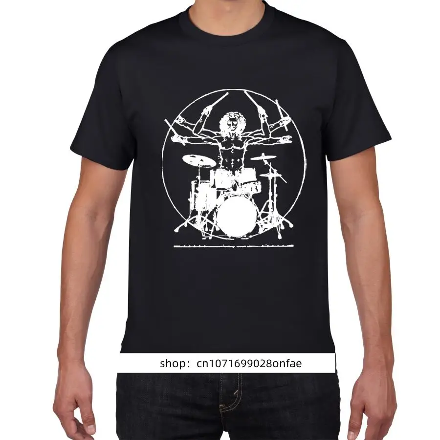 

Забавная Мужская футболка с барабаном да Винчи, мужская хлопковая Винтажная футболка с изображением барабана и музыки, новинка, уличная оде...