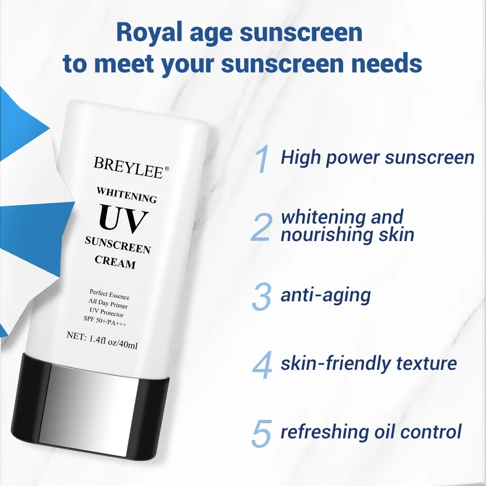 Отбеливающий УФ солнцезащитный крем BREYLEE SPF50 Солнцезащитный блок PA +++ увлажняющий
