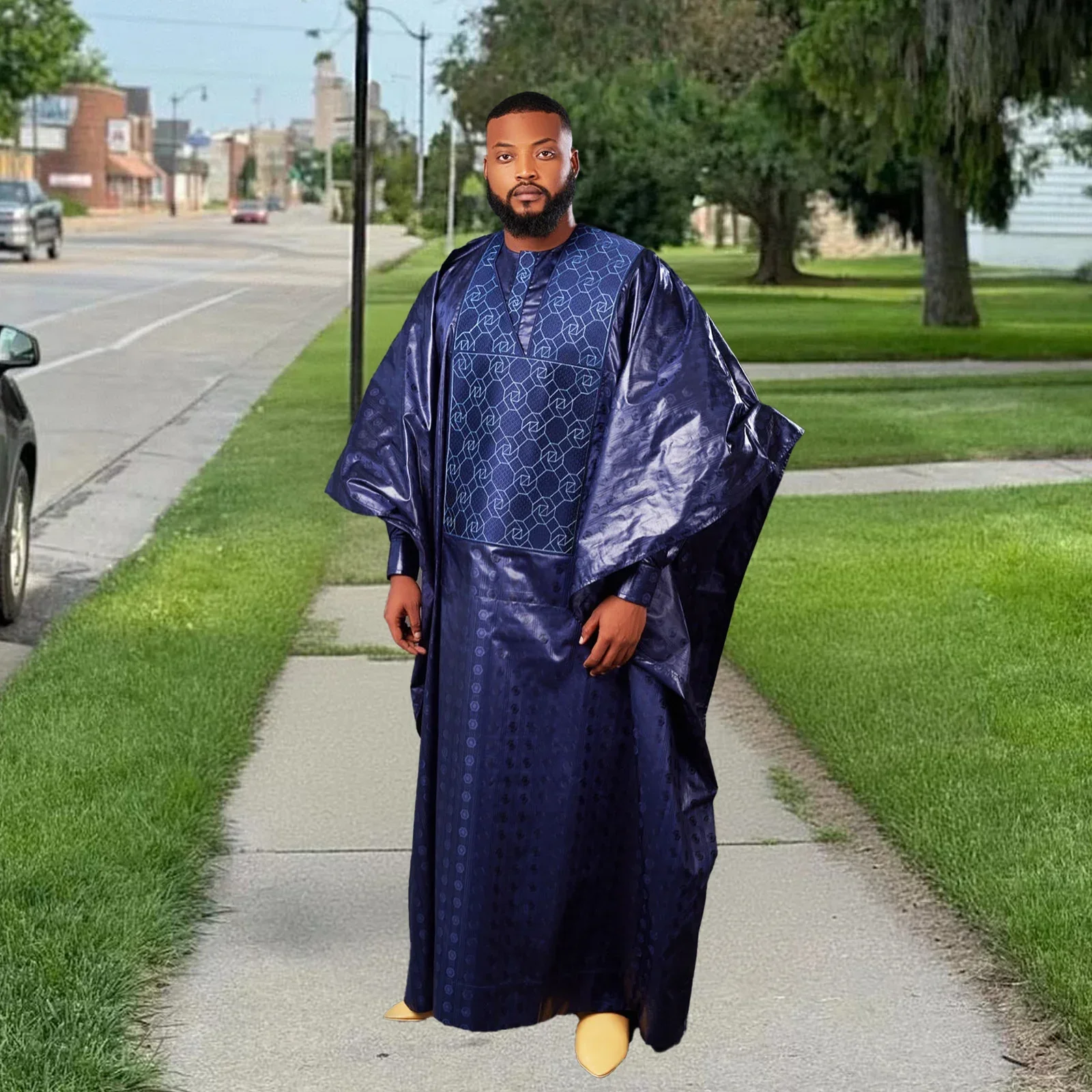 Африканская одежда для мужчин Bazin богатая вышивка дизайн Топ с длинным рукавом