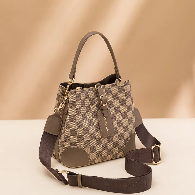 

2023 New Famous Designer Plaid Bucket Bags High Quality Casual Women Purse And Handbags Luxury Fashion Shoulder Messenger Bags