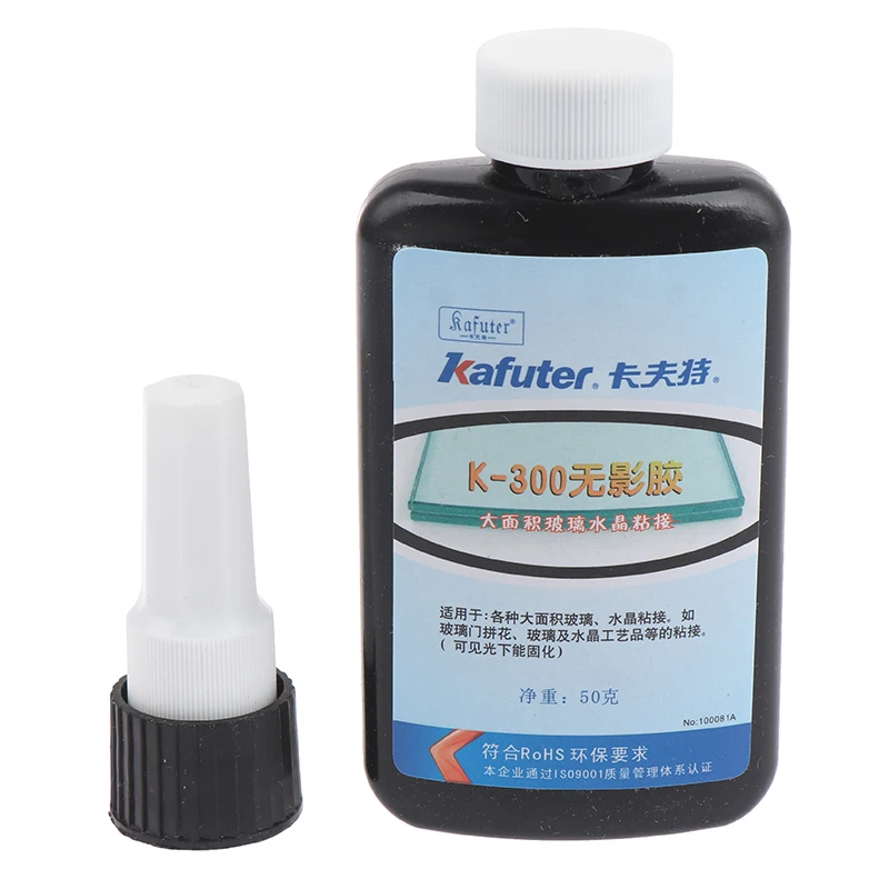 

50ML Kafuter K-300 UV Glue UV Curing Glue Transparent Crystal And Glass Glue With Uv Flashlight Glass Adhesive