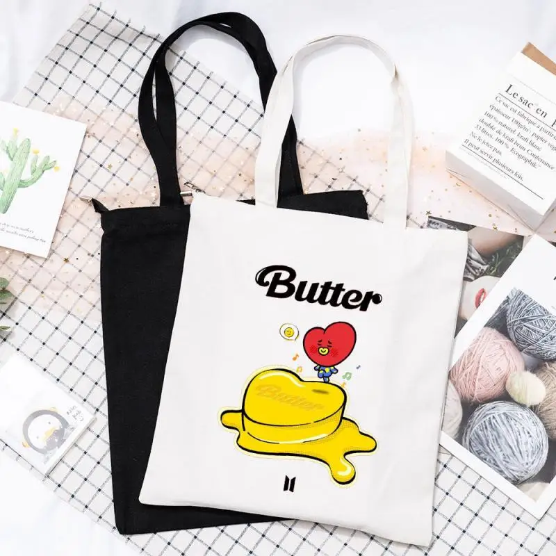 Холщовая сумка с рисунком аниме Bt21 Cooky Chimmy Tata креативная на плечо принтом простая